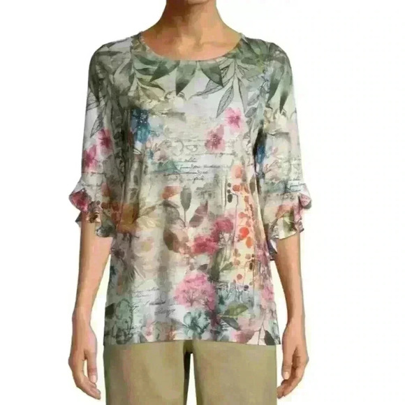 Time and Tru Tops - NWT Time and Tru Women's 3/4 Sleeve Rhinestone Top Size 3X